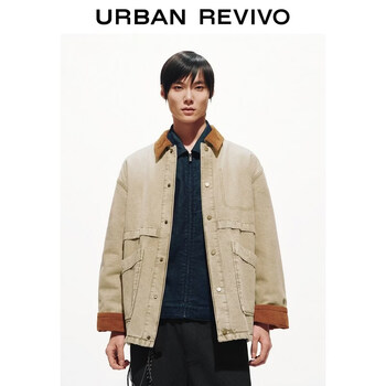 Ur2026 spring new men's retro barn style lyocell work casual jacket uml860003 khaki brown l