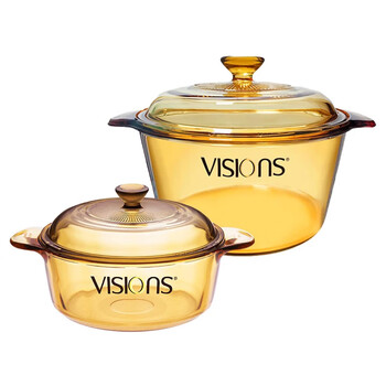Corning (visions) 1.25l milk pot + 3.2l deep soup pot, heat-resistant glass pot, stew pot, cooking pot and pot set vs12+vs32 crystal pot