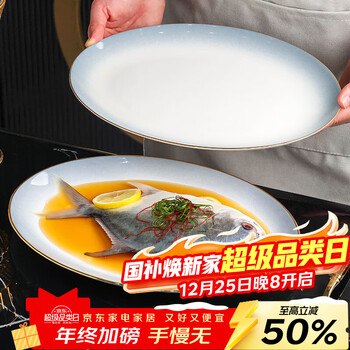 Lowe jingdezhen lowe underglaze colorful fish plate home 2025 new oval steamed fish plate ceramic simple tableware 12-inch pure white fish plate 1 pack no specifications