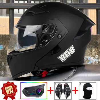 Vgv revealed helmet 3c certified motorcycle helmet dual mirror bluetooth half helmet all seasons men and women cycling motorcycle safety hat c matte black (revealed) transparent lens + external bluetooth xxl (suitable for 61-63 head size)