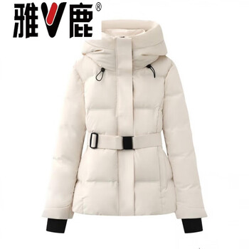 Yalu white waisted hooded three-proof down jacket for women 2026 winter new short white goose down waisted ski jacket goose down jacket 95% white goose down women's new off-white small down jacket s small down jacket