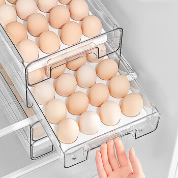 Home katei story japanese egg storage box drawer-type rolling egg box for refrigerator refrigerator crisper egg storage box highly transparent double-layer 32-grid single-pack 7l