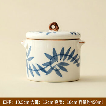 Tuojin japanese-style hand-painted clay pot simmering soup jar-like small stew pot household soup pot ceramic pot water-proof stew hand-painted binaural stew hand-painted binaural stew pot/piece (vine)