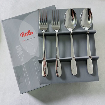 Fissler large dinner spoon six-piece set of spoons for home kitchen stainless steel spoon set 2 forks 2 spoons (with packaging)