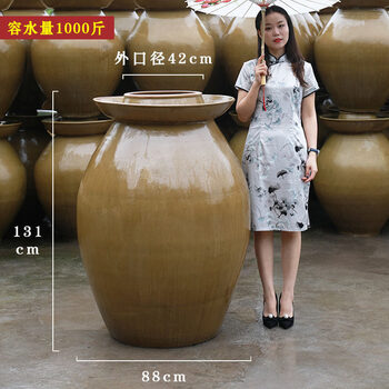 Kaooseen large capacity chinese retro ceramic pickle jar sichuan pickle jar household pickle jar can pickle fermented fermented chicken green glaze filled with 1000 jin of water damaged reissue