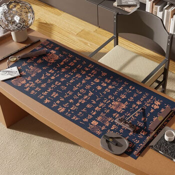 Pupan antique table mat, chinese style desk mat, classical chinese tea table mat, tea mat, leather tablecloth, waterproof, oil-proof, no-wash a6137 lanting xulan 70x120cm
