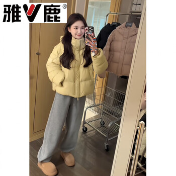 Yalu gentle cream series hooded design down jacket women's winter new small short 90 white duck down warm jacket xl