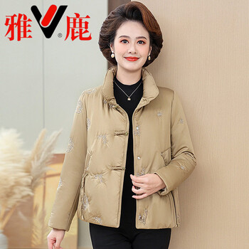 Yalu lightweight 2026 four seasons green guangzhou thirteen lines women's jiaxing pinghu mom down jacket short women's winter thickened protection light khaki 3xl recommended 140-150 catties