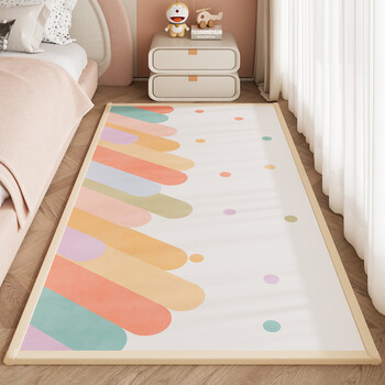 Sanqihu thickened bedside carpet anti-fall mat bedroom living room bay window carpet crawling floor mat rainbow bridge powder width 50 long 160 cm (thickened encrypted inner material)
