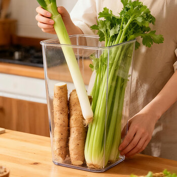 Youqin multifunctional green onion storage box iron rod yam transparent storage bucket kitchen ginger and garlic ingredients large capacity organizing tube square large yam and green onion storage box