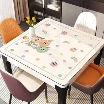 Fantasy square tablecloth no-wash table mat square table tablecloth mat little monster party upgrade thickened soft glass waterproof and oil-proof 60x60cm.