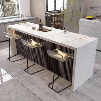 He jiagong slate sideboard bar table home island table dining table integrated open island cabinet separate bar partition 200*60*100 interior solid wood panel outside fully covered with marble complete x frame structure