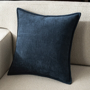 Xinjinngle modern simple sofa cushion feel chenille brown living room cushion nordic solid color back cushion large velvet backrest dark blue 40cm*40cm pillow case (pillow includes core)