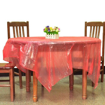 Yong huan 10100 pieces disposable tablecloth thickened plastic round table square banquet wedding celebration rectangular regular red 1.8mx1.8m 10 pieces