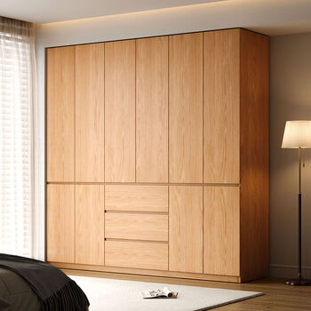 Fantasy wardrobe bedroom segmented large wardrobe small apartment combination cabinet storage hanging wardrobe 2.0 meters five-door wardrobe 2 meters high main material north american oak