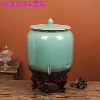 Tuojin water tank storage tank kitchen ceramic water tank with faucet household water storage large kitchen water storage tank water storage tank rice smile always open 30 pounds