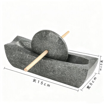 Tuojin imported high-quality bluestone tea grinder from germany, tang dynasty and song dynasty medicinal potion, old-fashioned tea powder tea tray, grinding traditional chinese medicine, stone grinder length 15 cm set (high quality)