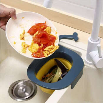Yusenyi sink whale faucet storage rack sink sink water filter basket kitchen hollow storage hanging basket blue and yellow 2 pieces