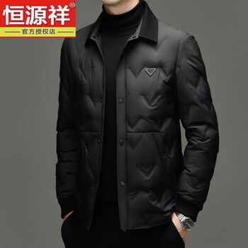 Hengyuanxiang goose down hengyuanxiang high puff lapel thin white goose down down jacket men's comfortable and versatile down jacket men black l 175/96a