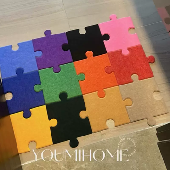 Yusenyi jigsaw carpet dopamine foot mat home floor mat splicing handmade diy living room bedroom rainbow color bedside blanket color 12 pieces (main picture)