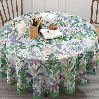 Yusenyi green fresh tablecloth countryside outdoor garden dining table garden story round tablecloth round tablecloth diameter 190cm