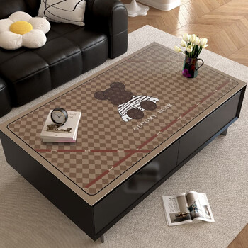 Pupan coffee table tablecloth oil-proof and waterproof no-wash no-wash living room table mat high-end dining table cloth anti-scalding table top rich golden bear 75140cm