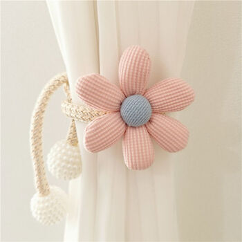 Fantasy ins style cute three-dimensional flowers pearl buckle curtain straps children's room decoration mosquito net tie rope tie strap pink flowers (cartoon buckle straps) a pair of 2 pieces