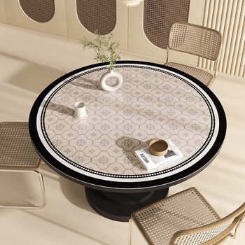 Caizhi tablecloth round table no-wash american round waterproof table mat oil-proof dining table anti-scalding coffee table retro mat leather tablecloth star rhythm sheepskin pattern anti-fouling mat-round diameter 140cm waterproof and oil-proof durable