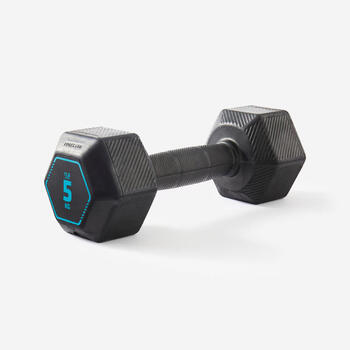 Decathlon fitness home hexagonal dumbbell black 5kg-4132385