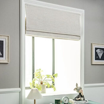 Fantasy plain cotton and linen, modern american roman blinds, nordic japanese lifting curtains, customized bedroom and study bay window curtains, natural color (with blackout lining), single piece 1.811.9 square meters