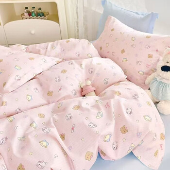 Yong huan custom-made fitted sheet 100 pure cotton thickened brown mattress cover for student bed cartoon bed cover pure cotton bunk bed mattress cover mirror ocean pink fitted sheet 180x200cm (mattress height 323cm) plus two