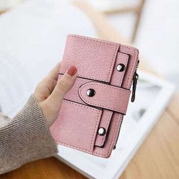 Jiayin new coin purse women's short student fresh folding multi-function korean style personalized card holder gray