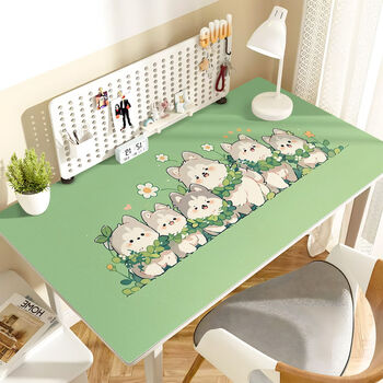 Fantasy desk pad cartoon student and children's desk study desk pad writing desk desktop waterproof no care wreath puppy 50x120cm