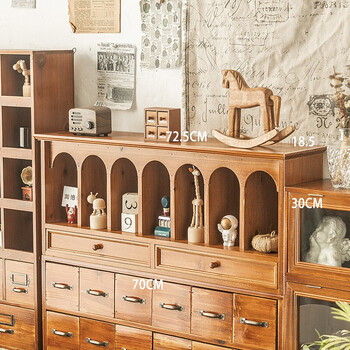 Shantou lincun student dormitory desktop storage box wooden stationery handbook storage rack desk multi-function drawer lattice organizing cabinet arched drawer cabinet