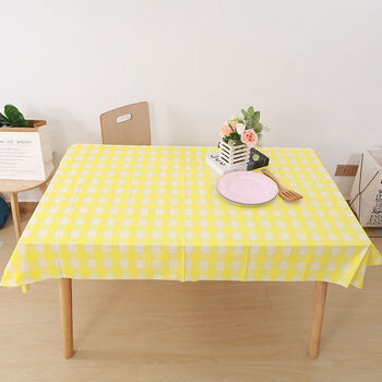 Fantasy lobster tablecloth round table printed dining table rectangular food stall barbecue supper shop tablecloth 1.2x1.8m yellow plaid extra thick 100 sheets