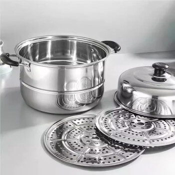 Tuojin japan imported quality steamer household 2025 new 304 stainless steel three-layer thickened small steamer large steamer will be removed from the shelf for one day + 304 extra thick + lid + 2 steaming sheets 26cm