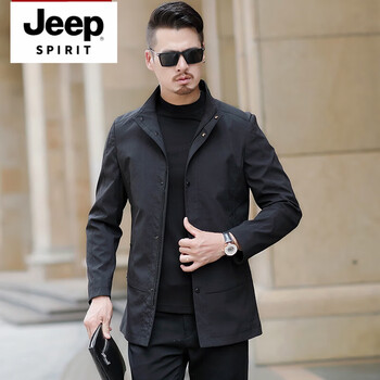 Jeep spirit brand men's jacket 2025 spring, autumn and winter new business casual slim thick top jacket for men 8817 black regular thick l (175)