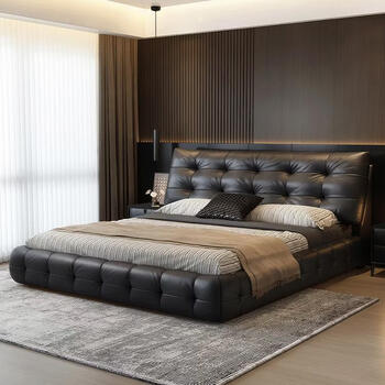 Van lawrence cloud leather bed master bedroom king bed 1.8m x 2m high-end light luxury style double storage bed including mattress
