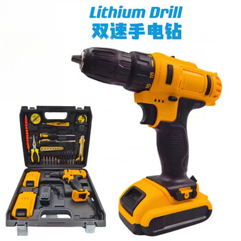 Ji litian hand electric drill with brush, lithium battery, two-speed drilling lithium electric drill set, complete set of accessories, cross-border power tool, bare metal (without battery)