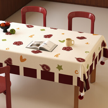 From now on, christmas plaid tablecloth is waterproof and oil-proof, no-wash tablecloth decoration, festive atmosphere coffee table tablecloth protective pad z01 festive embroidery, christmas theme exclusive atmosphere 120*180cm, table length 1.1~1.2 meters
