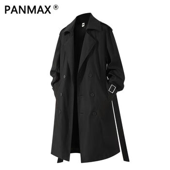 Panmax trendy fashion classic jacket jacket windbreaker handsome slim versatile casual men's long coat black m recommended 95-115 catties