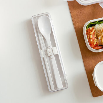 Tuojin imported high-quality japanese chopsticks and spoons set for one person, office workers, children and students, portable meals for taking away, chopsticks and spoons set_white