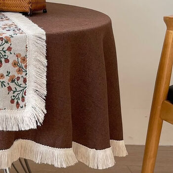 Fantasy small round table tablecloth high-end 2025 new high-end dining table coffee table living room home internet celebrity balcony tablecloth round 90 round tablecloth red brown-row tablecloth