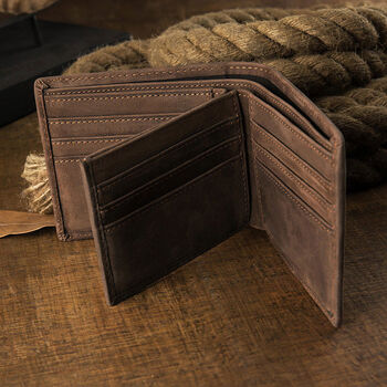 Original design first-layer cowhide men's short wallet antique men's genuine leather wallet horizontal multi-card slot wallet card holder dark brown imported first-layer cowhide