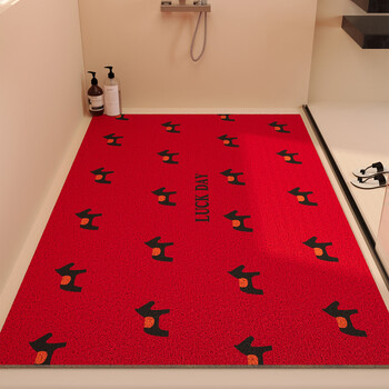 Fantasy shower room drainage large size non-slip floor mat for bathing special water-proof and draining foot mat bathroom wire circle cutting pony pony red silk circle bathroom mat 120x150cm super large full floor