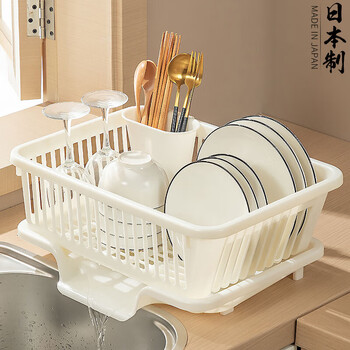 Home katei story japan imported dish storage rack dish rack kitchen drain plastic household single layer small chopstick water filter dish rack dish drain rack (large size)