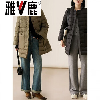 Yalu down jacket high-end 95 white goose down light and medium length goose down jacket japanese women's winter women's wear goose down jacket 95% goose down jacket 95% white goose down women's new black small down jacket m small down jacket