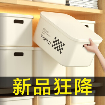 Fantasy style rectangular plastic desktop storage box with lid. household snack and miscellaneous storage box can be stacked. flat small size 2 pieces + with lid