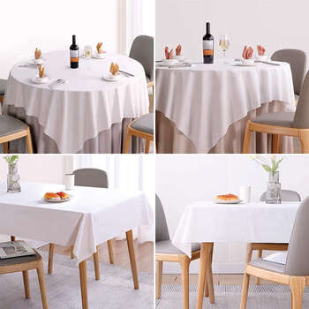 Yusenyi extra thick stone cloth tablecloth rectangular waterproof and oil-proof commercial round table tablecloth high-end thickened 30 grams pure white 0.95x0.95 meters 600 sheets