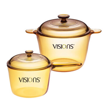 Corning (visions) 3.5l deep soup pot + 1.6l single handle milk pot pot set heat-resistant glass pot combination vs-35 + vsp-1.6